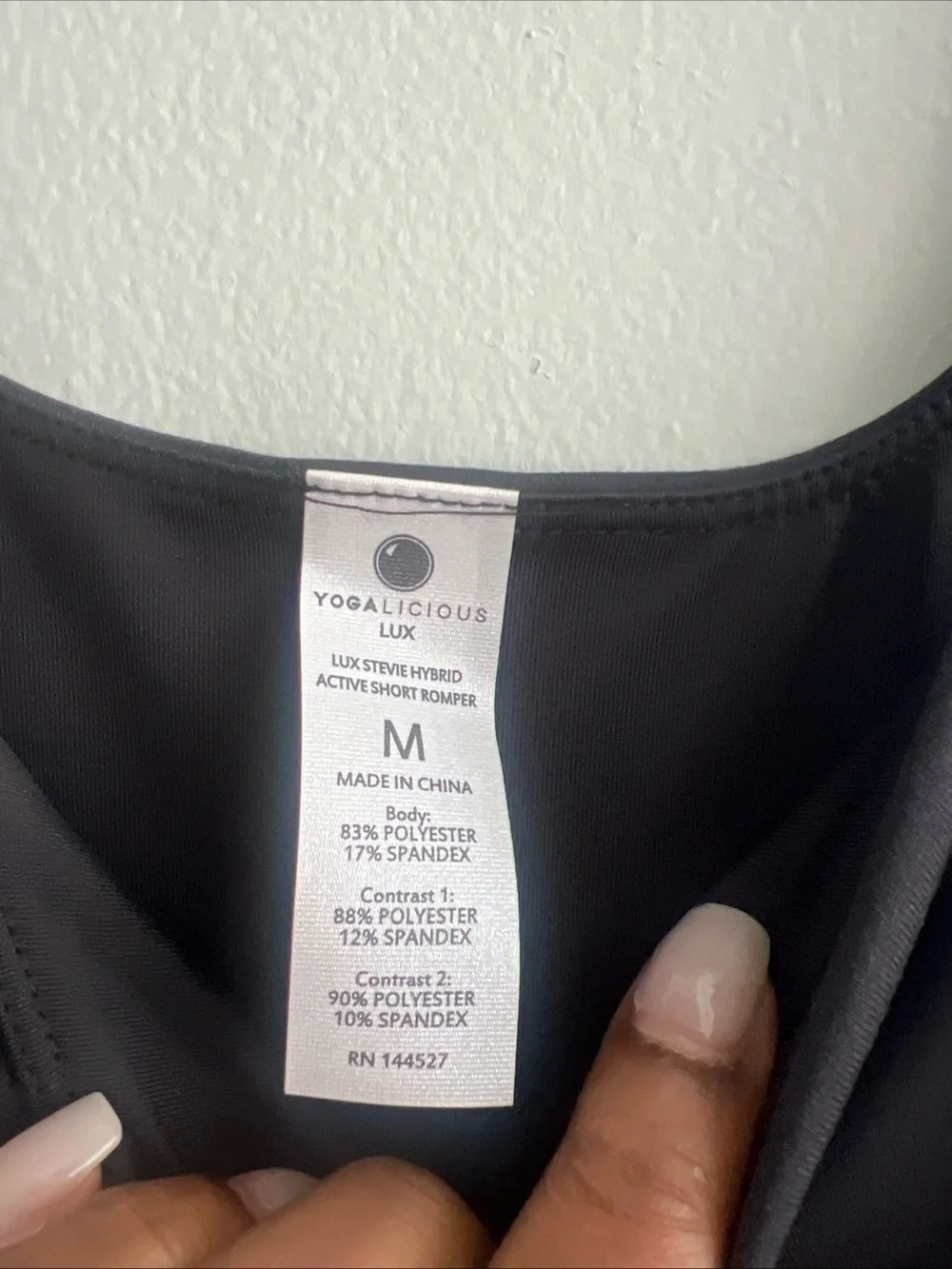 Yogalicious Lux Short Romper Black  NWT Size medium
